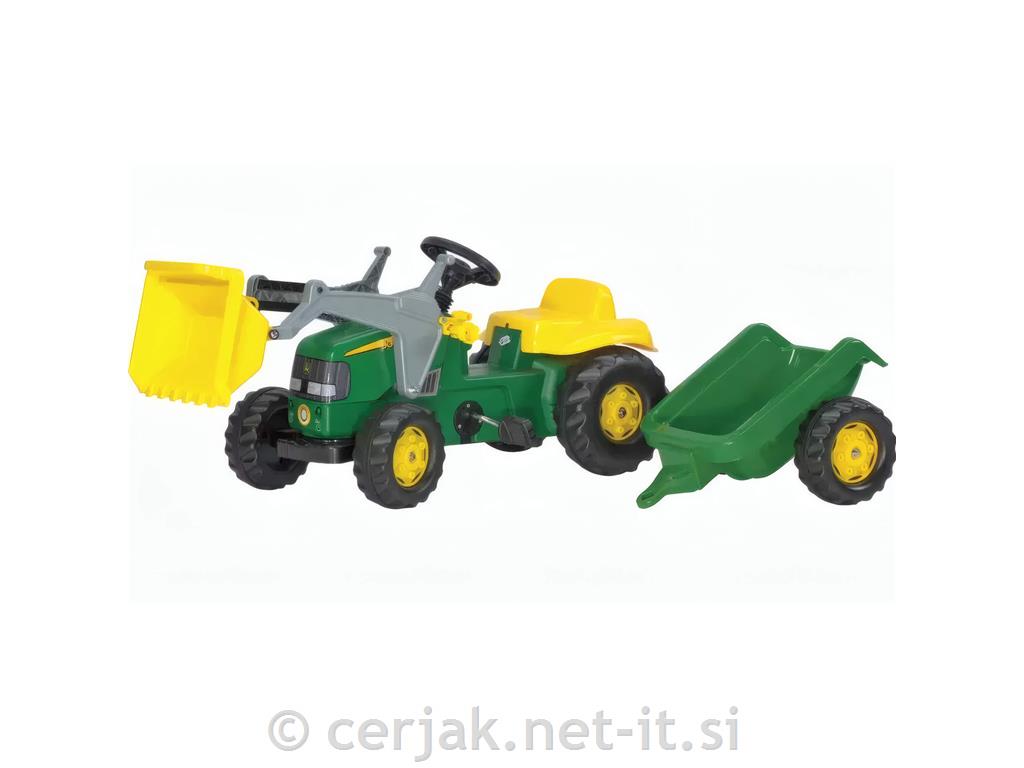 Traktor John Deere Rolly Kid z nakladalcem in prikolico