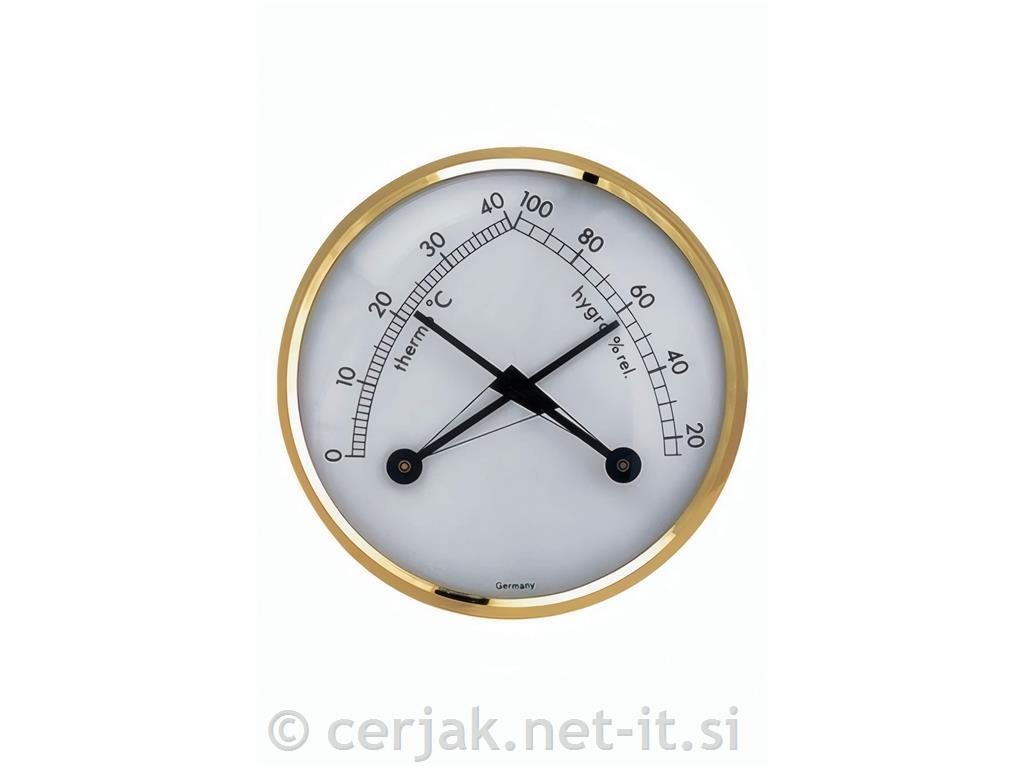 Stenski termometer-vlagometer, zlat