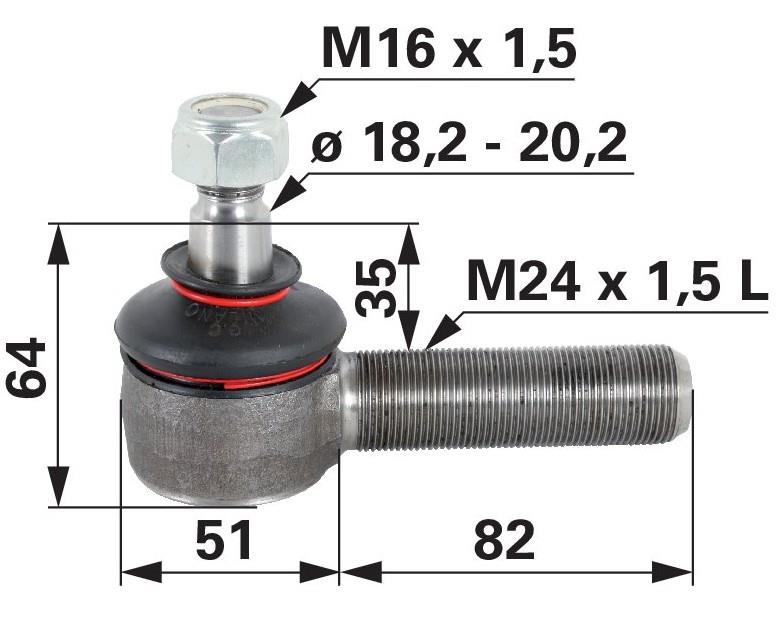 Zglob krogelni M24 x 1,5 L