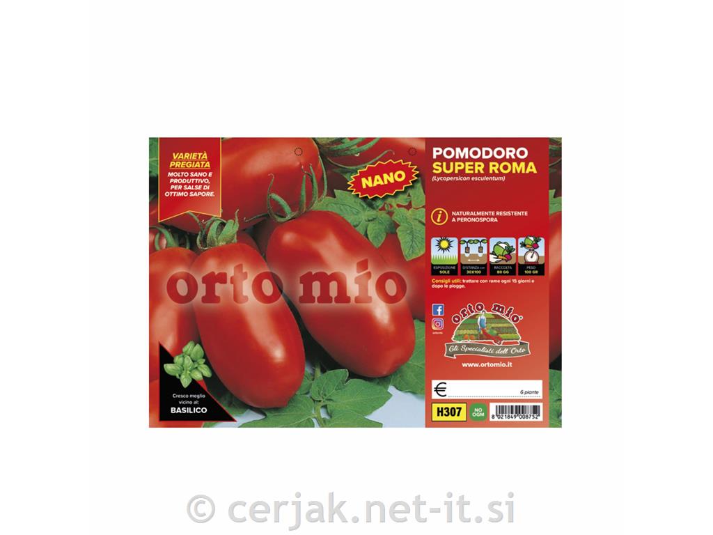 Paradižnik nizki ovalni Super Roma F1, 6 kos