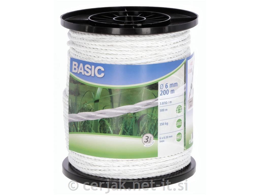 Vrv Basic bela 6mm (350kg), 200m