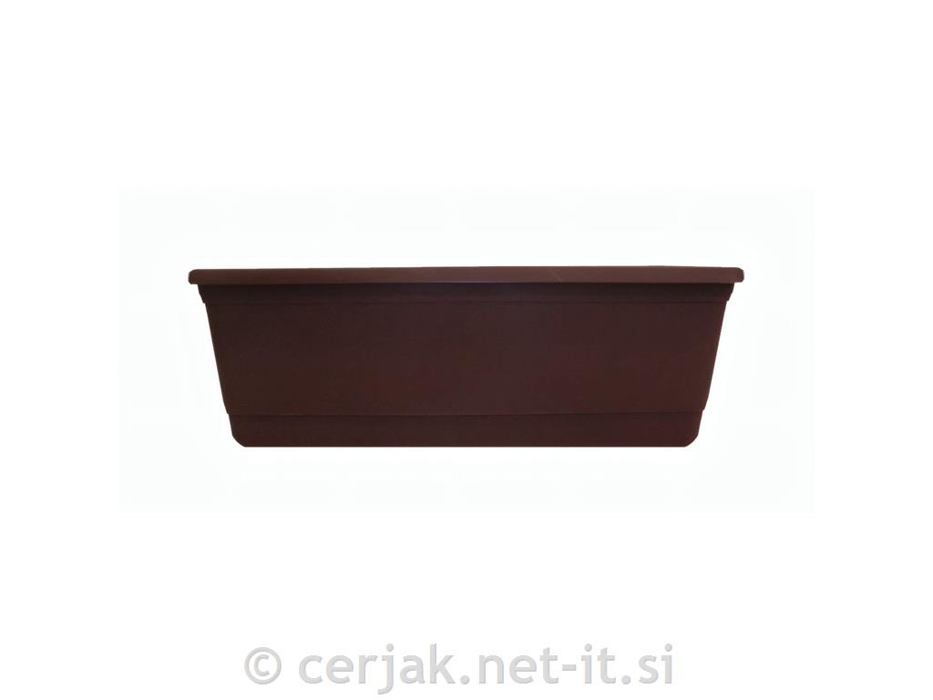 Cvetlično PVC korito z vodno rezervo 50 rjavo