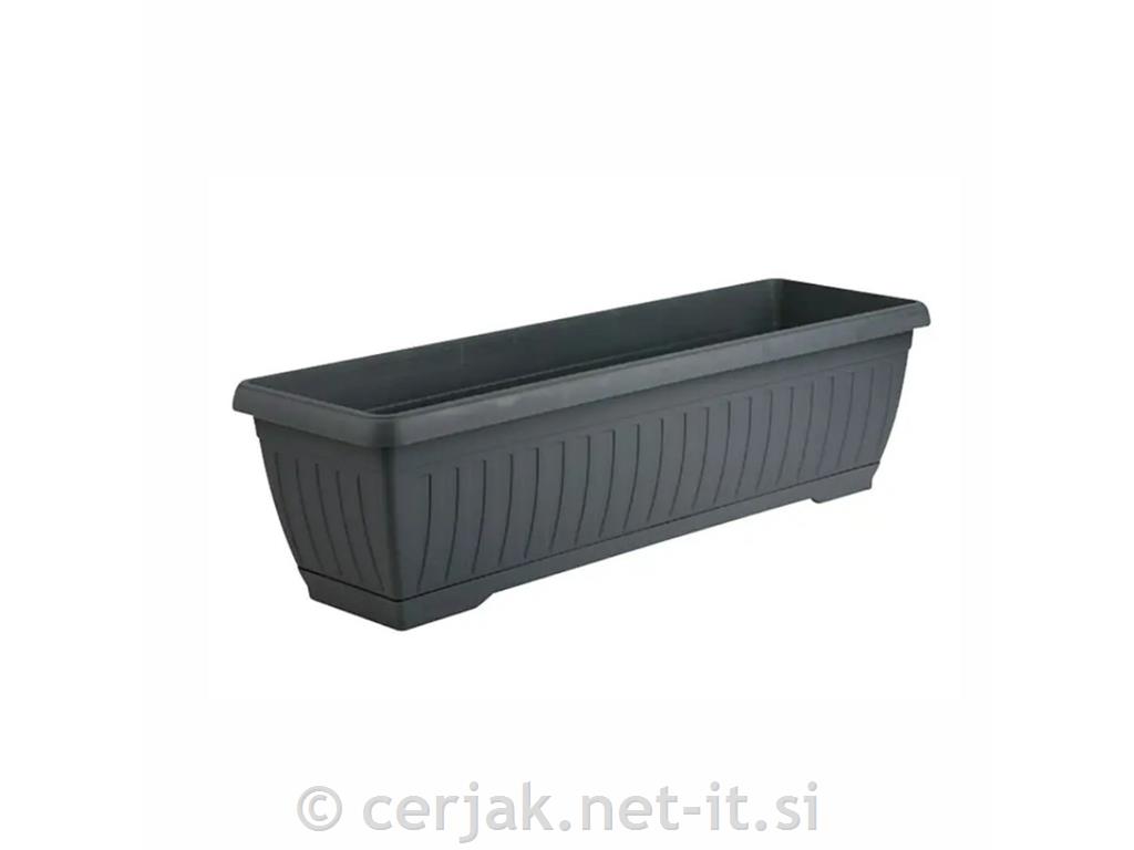 Cvetlično PVC korito s podstavkom, 40cm, antracit