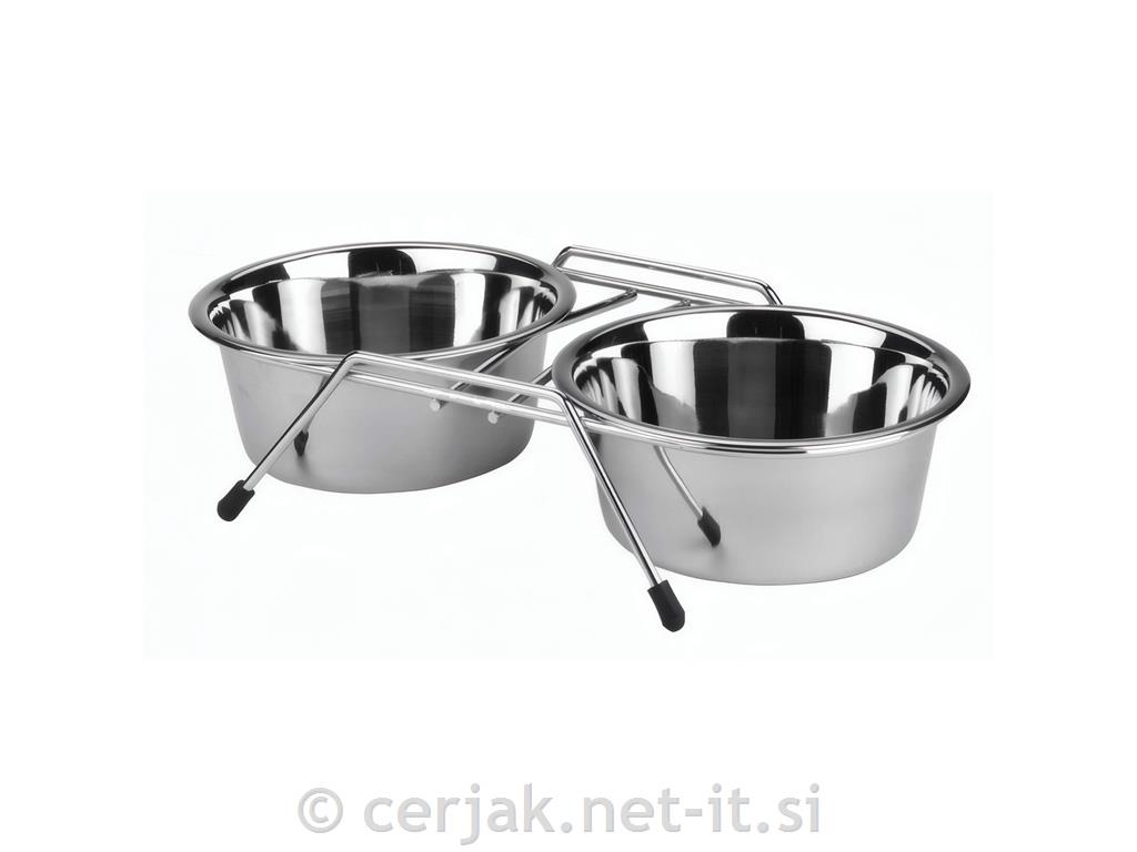 Posodi inox z nosilcem, 2x450ml