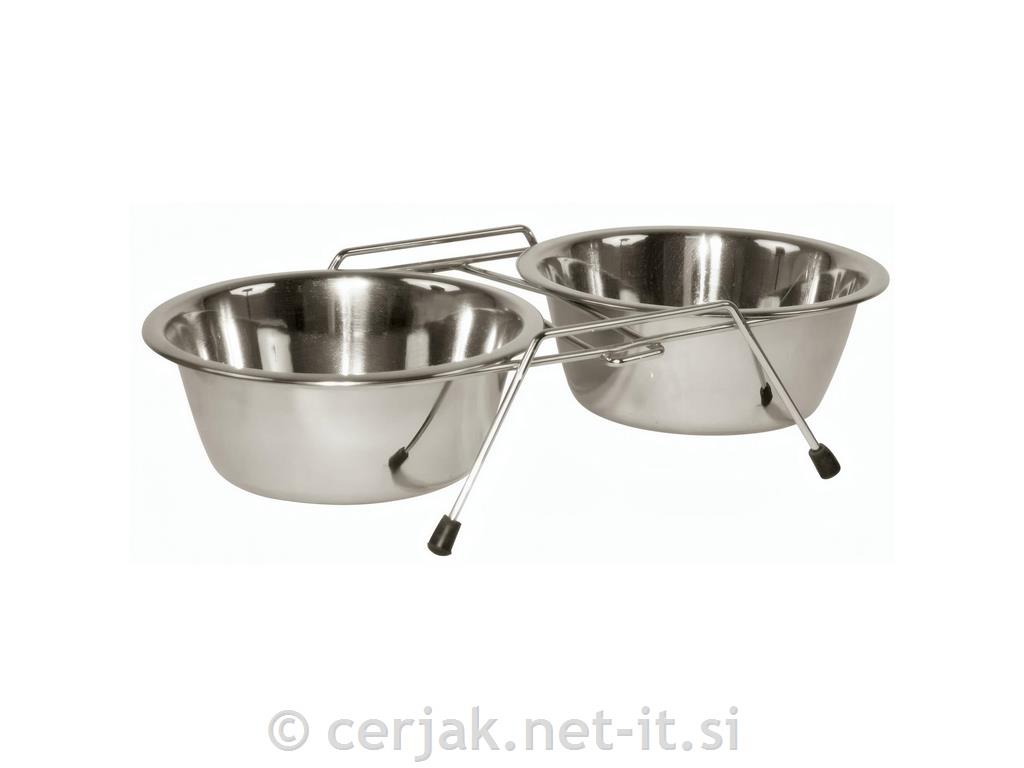 Posodi inox z nosilcem, 2x900ml