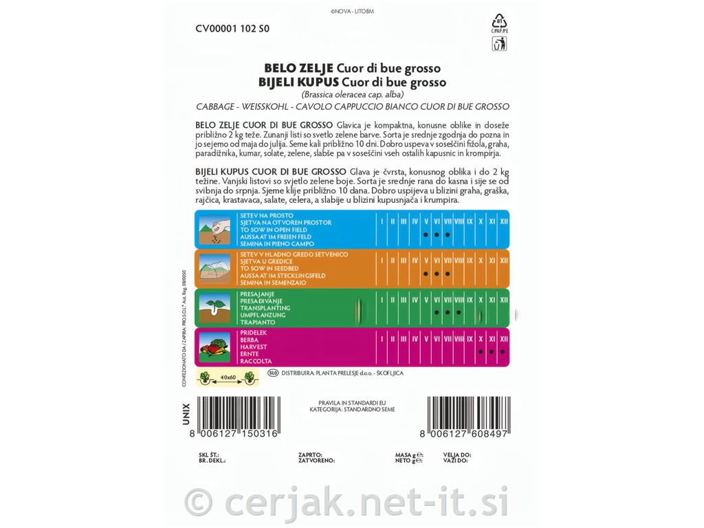 Zelje belo Cuor di bue, 4 g