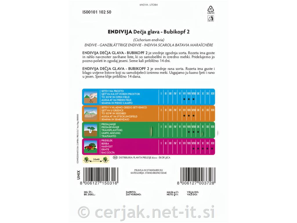 Endivija Dečkova glava, 10 g