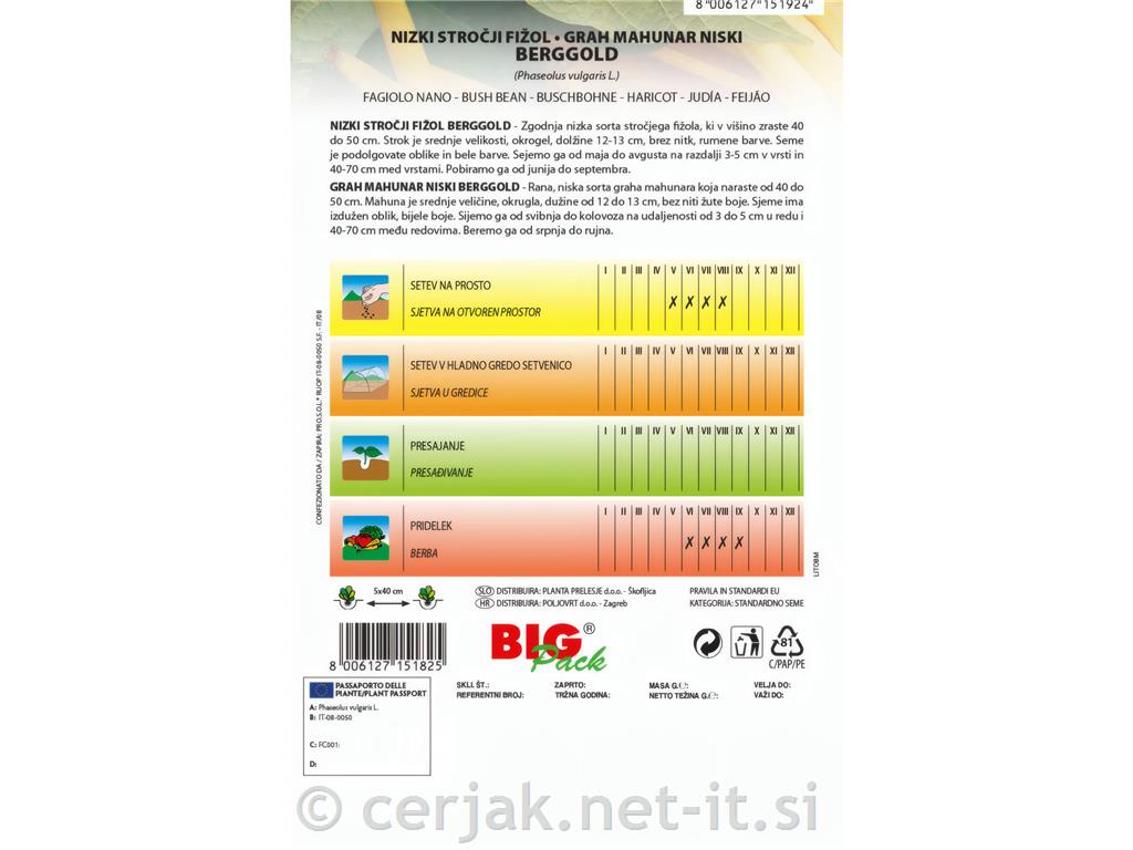Nizki stročji fižol Berggold 70g