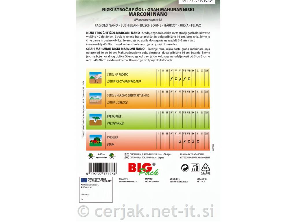 Fižol Marconi nizki 70g
