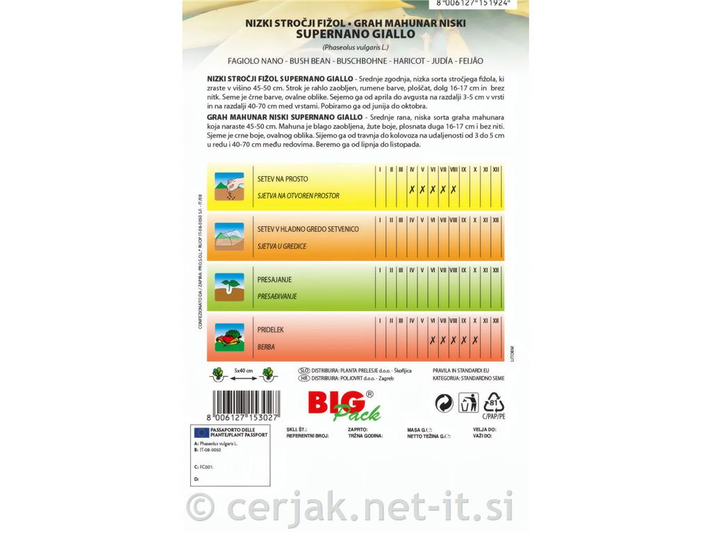 Fižol nizki Supernnano Giallo 50g