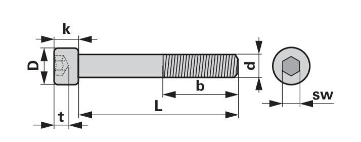 Imbus vijak s cilindrično glavo M4 x 30 mm, V2A INOX