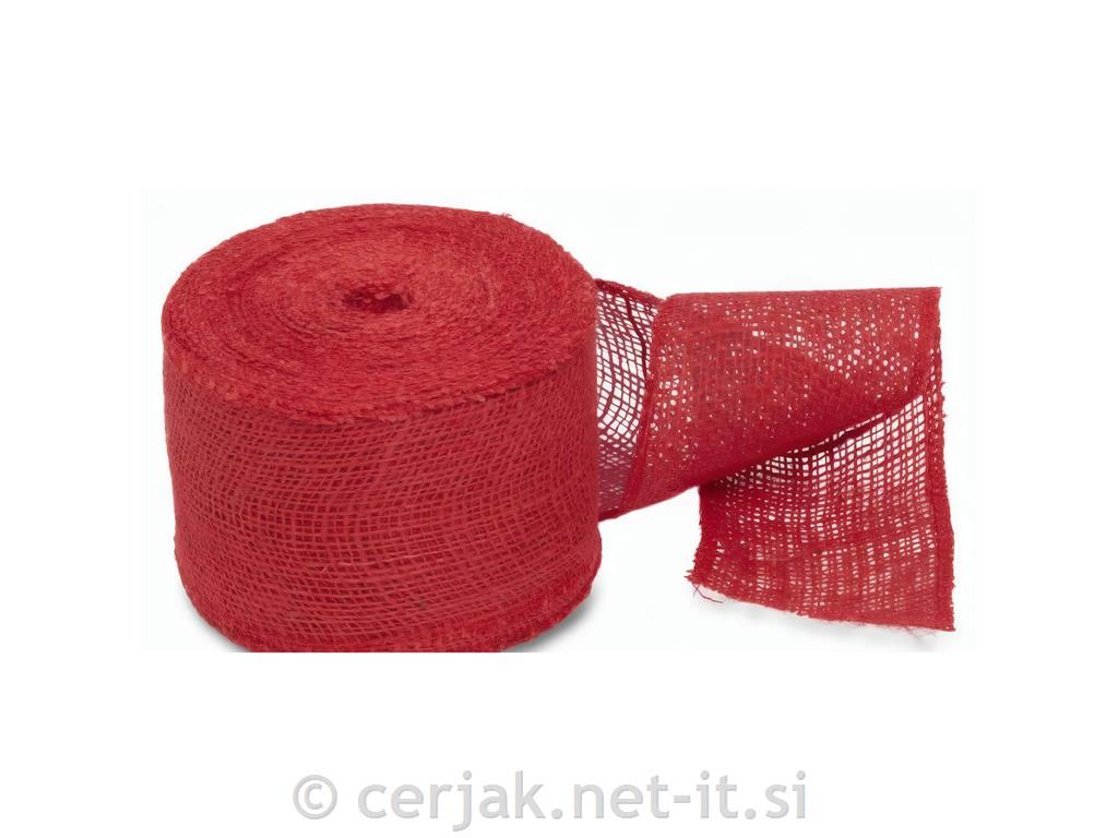 Trak iz jute rdeč, 10 cm x 25 m