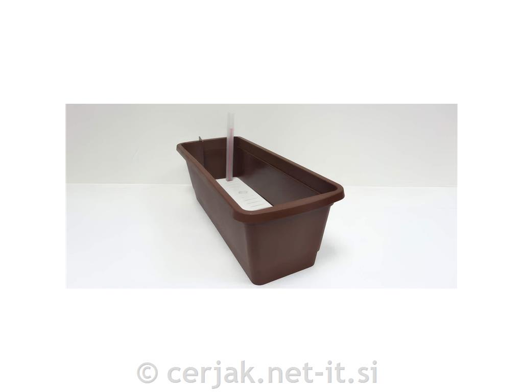 Cvetlično PVC korito z vodno rezervo 50 rjavo