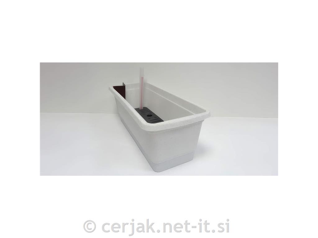 Cvetlično PVC korito z vodno rezervo 60 granitno belo